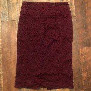 Lace Burgundy Express Pencil Skirt